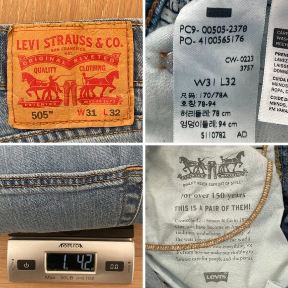 Levi’s Jeans Mens 31x32 505 Regular Stretch Denim Ocean Blues Straight 005052378 - Picture 16 of 16